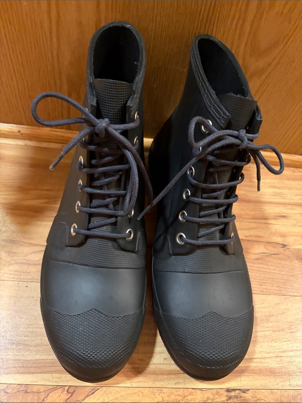 RARE Hunter Original Men Size 13 black rubber laceup boots garden rain snow VGUC